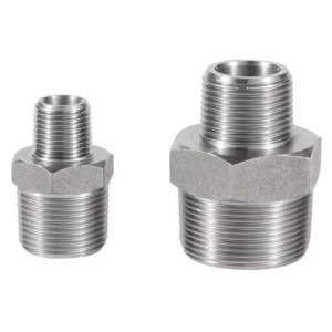 ASME B16.11 BS 3799 Carbon Steel A105 1/4″-1/8″ NPT BSP Male Threaded End Fittings Reducing Hex Nipple Reducing Hexagonal Nipple